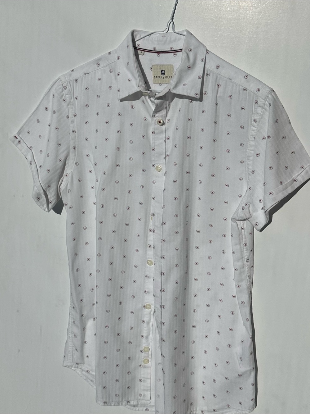 Steel & Jelly Men's Short-Sleeve White Button-Down Shirt size S